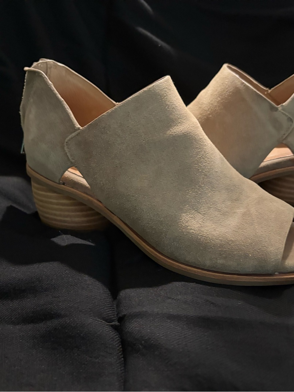 Sofft Women's Suede Open-Peep Toe Mule in Taupe